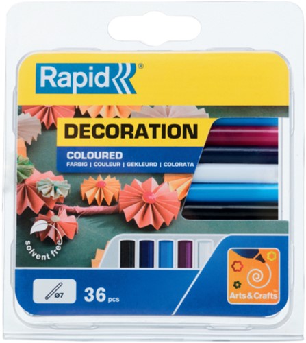 Lijmpatroon Rapid 7mm 5 kleuren assorti pk/36