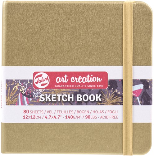 Schetsboek Talens Art Creation 80 witte vellen 140gr 120x120mm witgoud