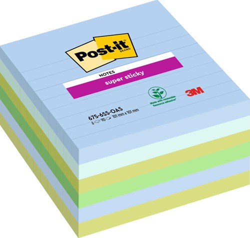 Post-it memoblokje 101X101mm 675-6 Super Sticky OAS