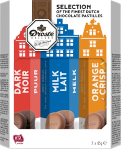 Chocolade Droste pastilles 3-pack kokers 255gr