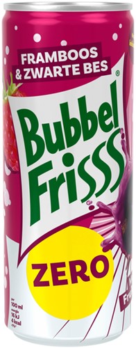 Fruitdrank DubbelFrisss  framboos zwarte bes  zero blik 250ml