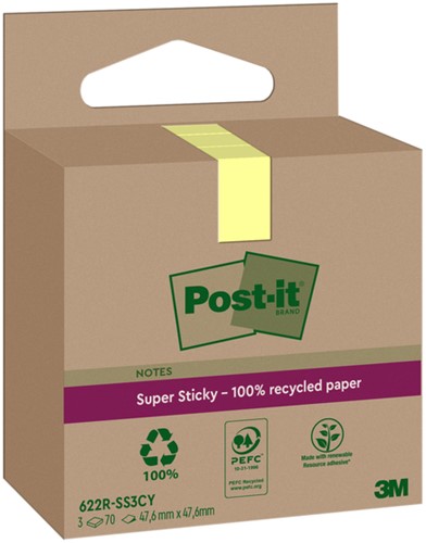 Post-it memoblokje 47,6x47,6mm 622 RSS3CY geel