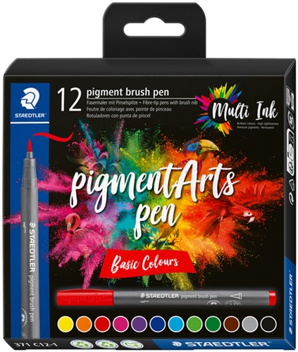 Brushpen Staedtler PigmentArts set à 12 kleuren