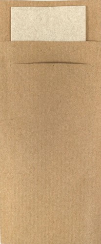 Bestekzakje IEZZY 190x85mm kraft met gerecycled servet 500st