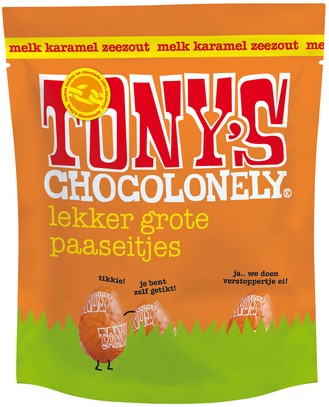 Chocolade Tony's Chocolonely paaseitjes melk karamel zeezout 14/stks  